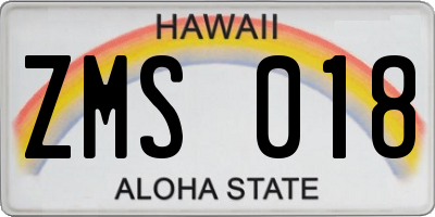 HI license plate ZMS018