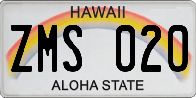 HI license plate ZMS020