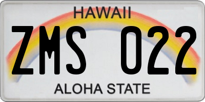 HI license plate ZMS022