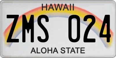 HI license plate ZMS024