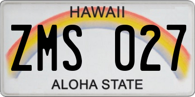 HI license plate ZMS027