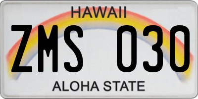 HI license plate ZMS030