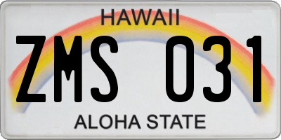 HI license plate ZMS031