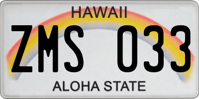 HI license plate ZMS033