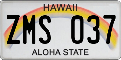 HI license plate ZMS037