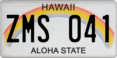 HI license plate ZMS041
