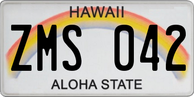 HI license plate ZMS042