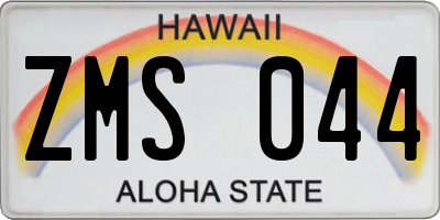 HI license plate ZMS044