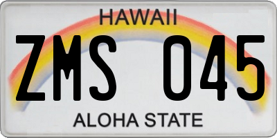 HI license plate ZMS045