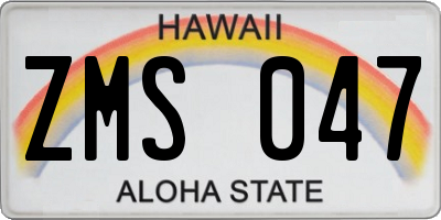 HI license plate ZMS047