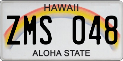 HI license plate ZMS048