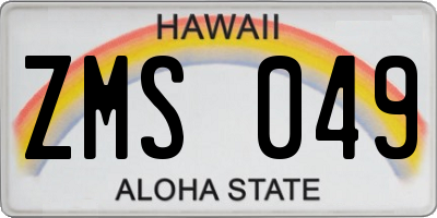 HI license plate ZMS049