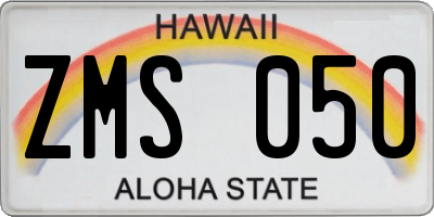 HI license plate ZMS050