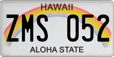 HI license plate ZMS052