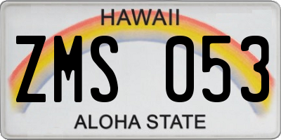 HI license plate ZMS053