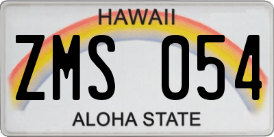 HI license plate ZMS054