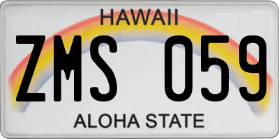HI license plate ZMS059