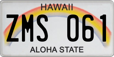 HI license plate ZMS061