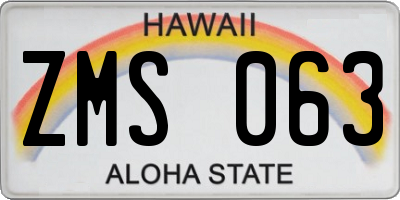 HI license plate ZMS063