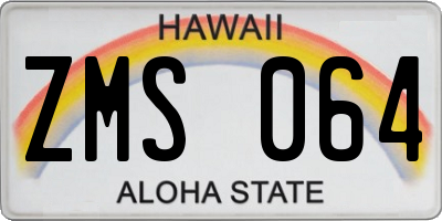 HI license plate ZMS064