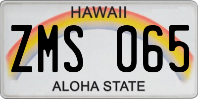 HI license plate ZMS065
