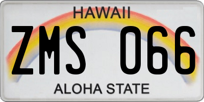 HI license plate ZMS066