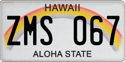 HI license plate ZMS067