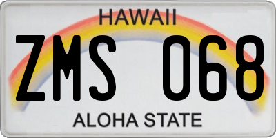 HI license plate ZMS068