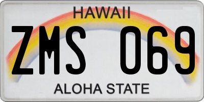 HI license plate ZMS069