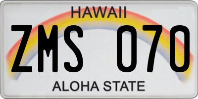 HI license plate ZMS070