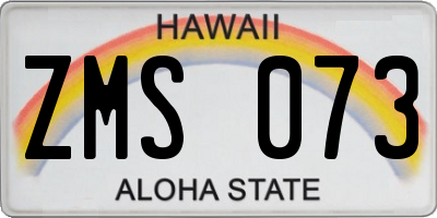 HI license plate ZMS073