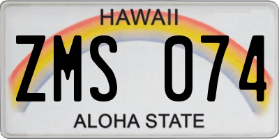 HI license plate ZMS074