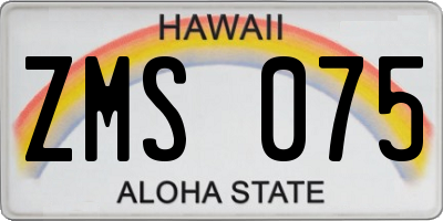 HI license plate ZMS075