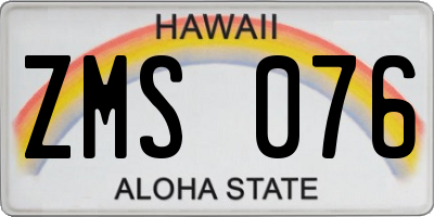 HI license plate ZMS076