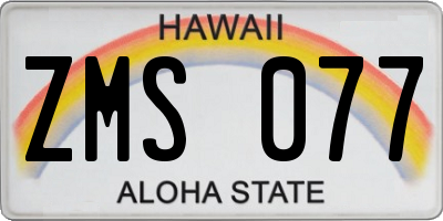 HI license plate ZMS077