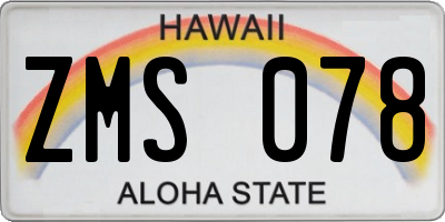 HI license plate ZMS078