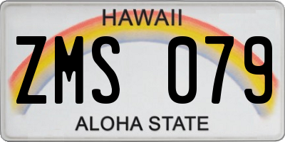 HI license plate ZMS079