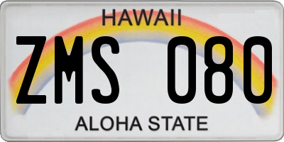 HI license plate ZMS080