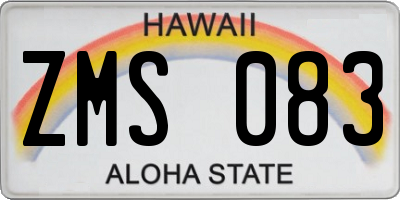 HI license plate ZMS083
