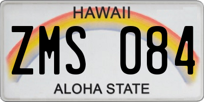 HI license plate ZMS084