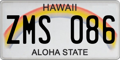 HI license plate ZMS086