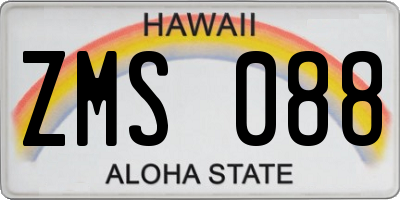 HI license plate ZMS088