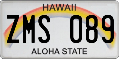 HI license plate ZMS089