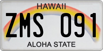 HI license plate ZMS091
