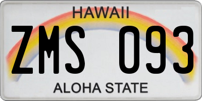 HI license plate ZMS093
