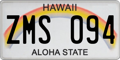HI license plate ZMS094