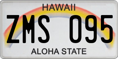 HI license plate ZMS095