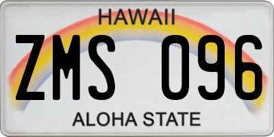 HI license plate ZMS096