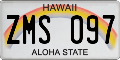 HI license plate ZMS097