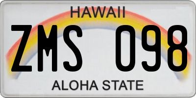 HI license plate ZMS098